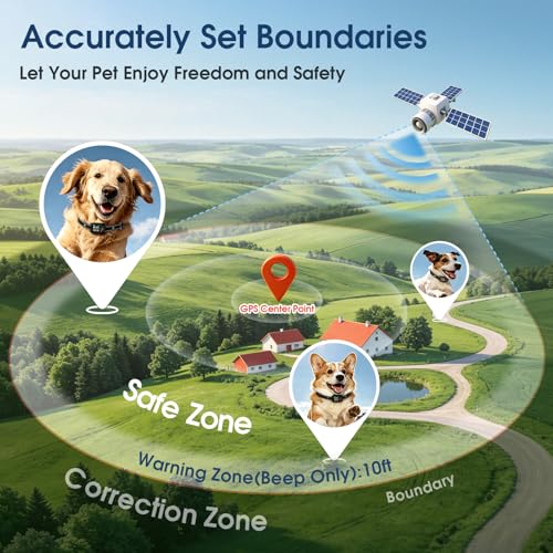 Wireless Dog Fence GPS Dog Collar Pet Containment System,Electric Dog Fence with 4 Modes, Color Screen & AI GPS Signal, Waterproof, Adjustable Radius 33-9999 ft for Outdoor Yards (Dark Color)