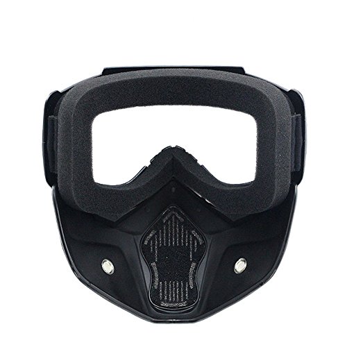 Anti-Fog Windproof Motorcycle Goggles Riding Detachable Modular Face Mask Shield Goggles - Protect Padding Mouth Filter for Motorcycle Helmet (Transparent)