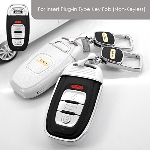 Saibon WHITE Protective Hard Shell Key Remote Entry Case Cover for New Audi (Insert Plug In Key Type - Ver2)