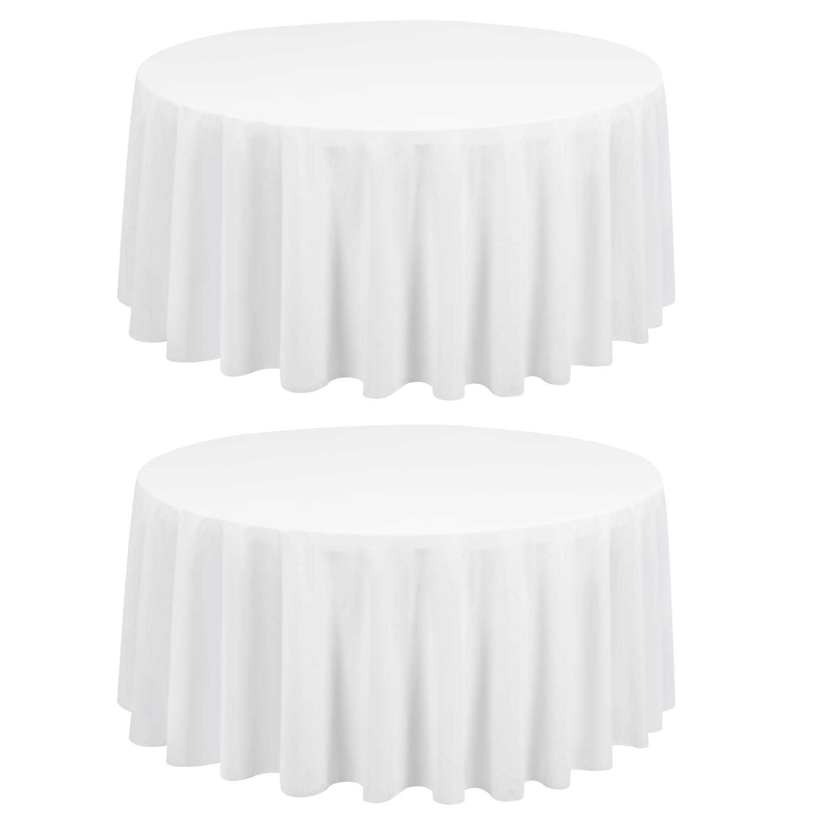 FXKS 2 Pack White Round Tablecloth 229 cm Washable Table Cloth,Polyester Circle Table Cloth,Stain and Wrinkle Resistant White Fabric,Tablecloth for Wedding Banquet Party
