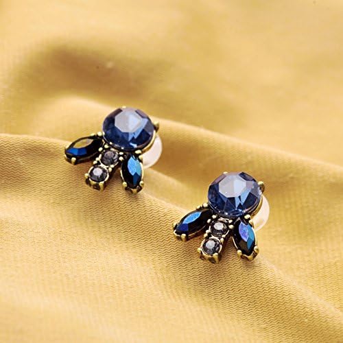Lvxuan Statement Trendy Jewelry Elegant blue Resin Stone Flowers Antique Stud Earrings