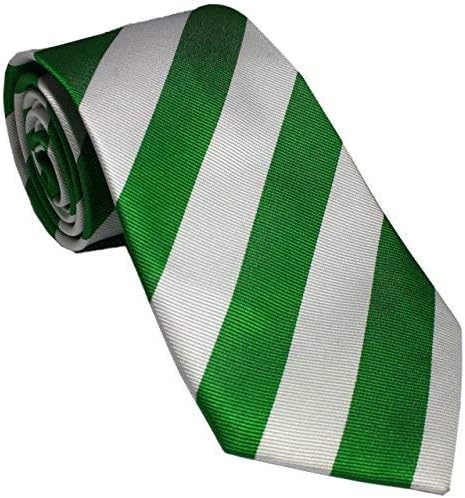Green & White Striped Silk Tie