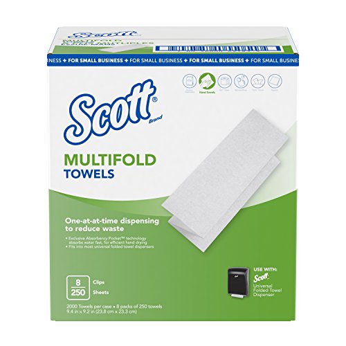 Scott Multi-fold Paper Towels for Small Business (49183), 9.2" x 9.4", 8 Clips per Case