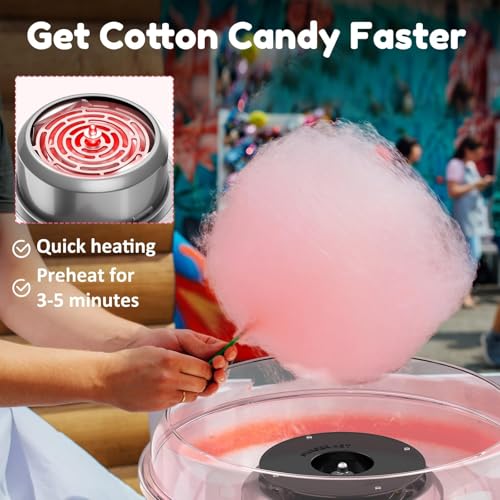 NIUB Cotton Candy Machine, Mini Cotton Candy Maker Machine for Kids with Sugar Scoop, Easy & Safe to Use, Pink Vintage Portable Candy Floss Maker for Birthday, Home, Party Gatherings, Christmas Gift