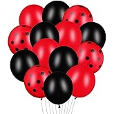 50pcs Red and Black Latex Balloons, 12 inch Black Polka Dot Red Latex Balloons for Ladybug Balloons Wedding Birthday Halloween Baby Shower Graduation Poker Card Party