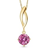 Gem Stone King 10K Yellow Gold Customized and Personalized Round 6MM Gemstone Birthstone Pendant Necklace for Women With 18 Inch Chain
