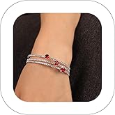 Kenjudess Sparkling Rhinestone Layered Cuff Bracelet 3 Rows Crystal Bangl Strands Wrap Bracelet Bridal Wedding Prom Party Accessories for Women Girls