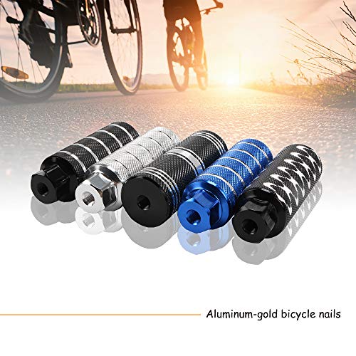KOOBOOK 2Pcs Aluminum Alloy Bike Pegs BMX Pedals Bike Pedals Anti-Slip Rear Feet Pedals Diameter 38mm Fit 3/8 inch Axles Silver
