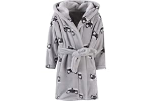 SRVNFBKT Boys Girls Bathrobes, Kids Hooded Bathrobes Plush Soft Flannel Robes Sleepwear Gift for Boys Girls