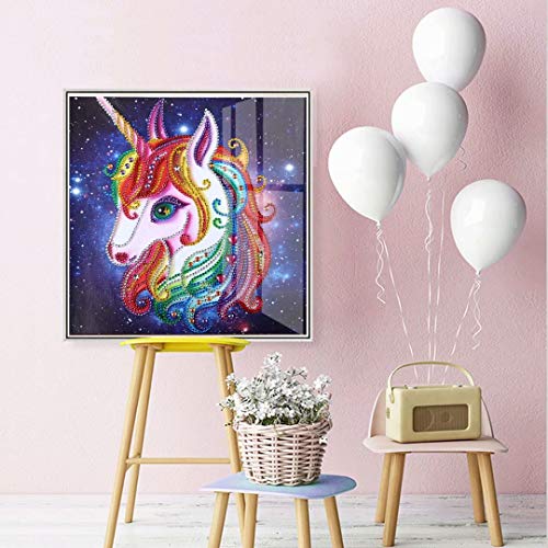 qiaoniuniu 5D Diamond Painting for Kids, Painting by Number Kits, Unicorn Toys, Arts Crafts Supply Set, Rhinestone Mosaic Making for Home Wall Decor Gifts for Christmas Birthday - Pony, Horse - Thumbnail 4