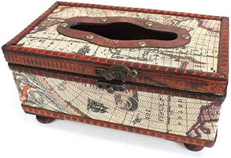 Hunky Dory Gifts Vintage Retro Tissue Box Cover Antique Reproduction Old Map Design With Legs