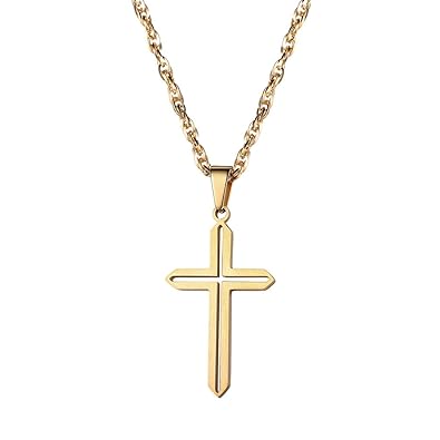 PROSTEEL Halskette Edelstahl Kreuz Charme Anhänger Halskette Christlicher Modeschmuck für Damen Herren