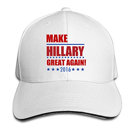Unisex Make Hillary Great Again Adjustable Snapback Trucker Hat 100%cotton White One Size