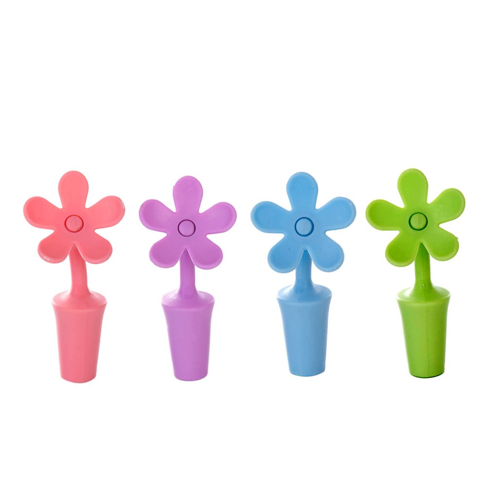 Honbay Mult-Purpose Silicone Wine Stopper Sunflower Shape Wine Bottle Stopper Perfect for Wine Champagne Beverage Beer and so on (4 PCS Set)