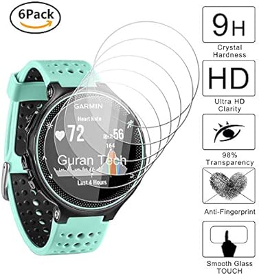Guran [6-Unidades] Protector de Pantalla Vidrio Cristal Templado para Garmin Forerunner 235 230 225 220 620 630 WHR Laufuhr Smartwatch Cristal Vidrio ...