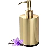 Stainless Steel Refillable Soap Dispenser - 15oz Bottle, Anti-Rust Gold, Kitchen & Bathroom Use