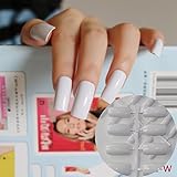 Ultra Long Acrylic Nail Tips White Flat Fake Nails Full Wrap French Nails Kit 24pcs with Display Easy to Use WL