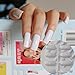 Ultra Long Acrylic Nail Tips White Flat Fake Nails Full Wrap French Nails Kit 24pcs with Display Easy to Use WL