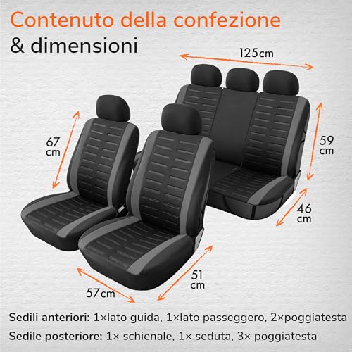 Upgrade4cars Universal Seat Cover Set 2026 Version | Covers for Front and Rear Seat in Grey | Car Interior Accessories Decoration