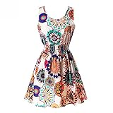 ROPALIA Women's Floral Chiffon Sleeveless Sundress Summer Tank Mini Dress Small