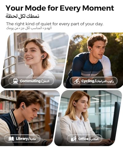 SOUNDPEATS C30 Adaptive Hybrid Active Noise Cancelling Wireless Earbuds, BT 6.0 Headphones with LDAC Hi-Res Audio, 6-Mic Windproof ENC Bluetooth Earphones for Clear Call, 52H, IP54 (Black)