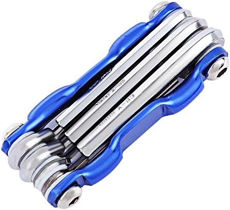 EDGGIE 7 in 1 Multifunctional Folding MTB Cycling Repair Tool Screwdriver Hex Wrench Allen Key (blue)