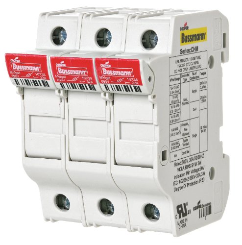 EATON CHM3DU Sicherungshalter, niedrige Spannung, 32 A, AC 690 V, 10 x 38 mm, 3P, UL, IEC, DIN-Schiene, 4 Stück