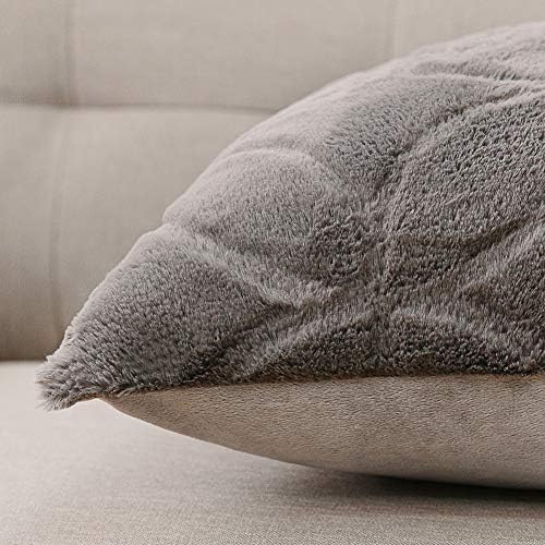 NordECO HOME Luxury Soft Fleece Faux Fur Throw Pillow Covers, No Pillow Insert, 18" x 18" Inch, Grey, 2 Pack 3 NordECO HOME Luxury Soft Fleece Faux Fur Throw Pillow Covers, No Pillow Insert, 18" x 18" Inch, Grey, 2 Pack