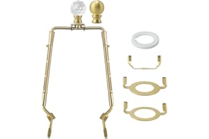 Asjeumt 8 9 10 11 inch Brass Lamp Shade Harp Holder, Adjustable Height Harp Kit with Crystal & Metal Finial, DIY Replacement 