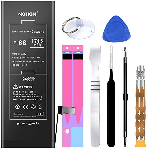 NOHON 1715mAh Battery Replacement Compatible for iPhone 6s,0 Cycle Li-ion Battery with Complete Repair Tool Kit and Instructions - Included 24 Months Warranty