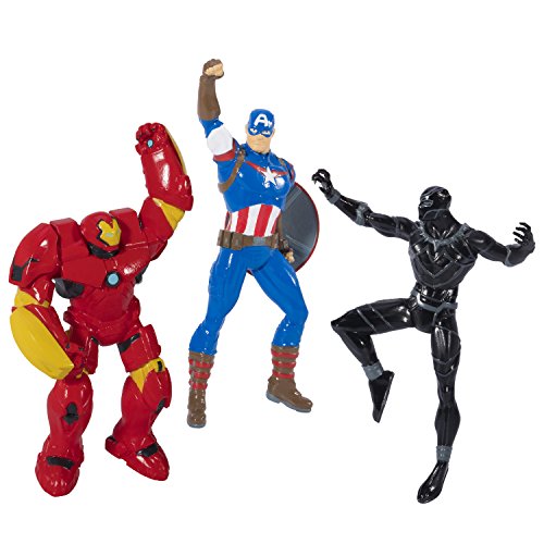 SwimWays Marvel Avengers Dive Characters-3-Pack-Captain America, Black Panther, Hulk Buster Figure Toy, Version 1, 5.5" x 3"