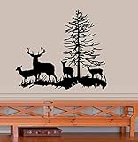 Deer Family with Tree #1 BUCK, DOE, AND TWO FAWNS : ~ WALL DECAL, LARGE 22