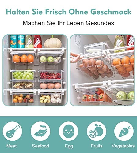 TERRIFI Refrigerator Organizer Bins, Pull-out Fridge Drawer Organizer Bins, Kitchen Refrigerator Storage Pantry Organizer for Fruit and Vegetable, Fridge Organization fit for Fridge Shelf Under 0.6"