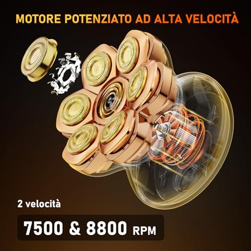 MAXGROOM 7D Shaver Head Bald 2 Speed 7500RPM & 8800RPM, 2026 Electric Shaver Men's Hair Shaver for Men Absolute Zero Hair, Shaver Hair, Gift for Dad and Husband (Gold)