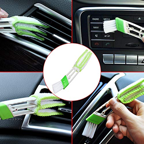 Manfiter Detailing Brush Set, Auto Detail Brush Set with a Car Wash Mitt and 2 pack Car Air Vent Duster for Car Motorcycle Automotive Cleaning Wheels, Dashboard, Interior, Exterior, Leather, Air Vents - Thumbnail 4