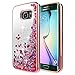 Galaxy S6 Edge Case with Screen Protector (Full Coverage 3D PET) for Girls Women Kids, NageBee Glitter Liquid Floating Waterfall Sparkle Cute Case for Samsung Galaxy S6 Edge -Electroplate Rose Gold