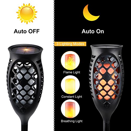 Solar Lights Outdoor, Solar Torch Light Flickering Flame 99 LED Waterproof Garden Lighting Festival Christmas Halloween Decoration, 3 Modes & 3 Mounting Options, Dusk to Dawn Auto On/Off (2)