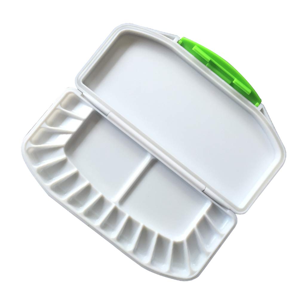 MAGICLULU Watercolour Pallets Watercolor 16 Well and 3 Mixing Area Lightweight Oil Painting with Lid for Artist Student Folding Painting Tray Makeup Pallette Makeup Pallette