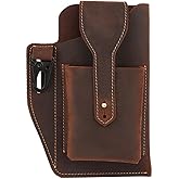 Classical Vintage Coffee Leather Waist Bag for Men Cell Phone Belt Holder for iPhone 13 12 11 Pro Max Samsung Galaxy Birthday Gift for Men Him Husband Father