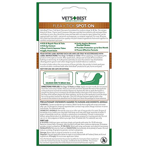 Vet's Best Flea and Tick Spoton Drops Topical Flea Treatment Drops