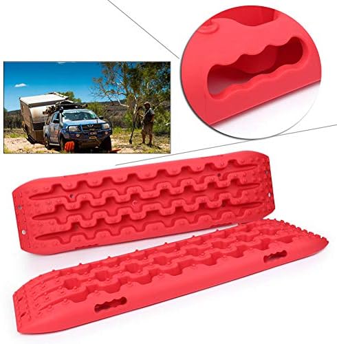 Three T Recovery Tracks Mats Emergency Escaper Buddy Traction Sand Track Snow Mud Tire Ladder, Red