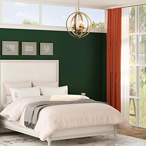 KSANA Orb Chandelier, Modern Gold Sphere Ceiling Lamp, Suspended Indoor Pendant Lights with Adjustable Chain, 3 Light Globe Pendant Lighting Fixture for Dining Room,Bedroom,Entryway,Kitchen - Thumbnail 3