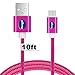 Micro USB cable[10ft],High speed Nylon usb 2.0 charging cable cord, portable micro usb fast charge cable for Android device,Samsung Galaxy S7/S6/S5 Edge,Note 5/4/3,HTC M8 M9,LG-Magenta