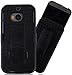 HTC One M8 Holster Belt Clip Case: Stalion® Secure Holster Shell & Kickstand Combo (Jet Black) 180° Degree Rotating Locking Swivel + Shockproof Protection (Not for HTC One M7, M9 or E8)