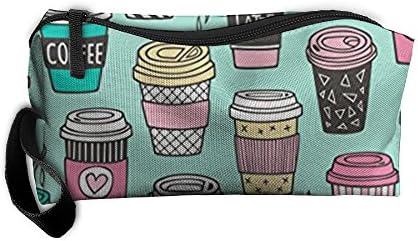 Christmas Coffee Latte Geometric Zippered Pencil Case, Makeup Bag, Organizer Holder 3D Printed Travel Toiletry Bag