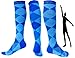 Compression Socks (1 pair) for Women & Men - Easywear Series - Best Graduated Athletic Fit for Running, Nurses, Flight Travel, & Maternity Pregnancy - Boost Stamina & Recovery (Blue Argyle, L/XL)