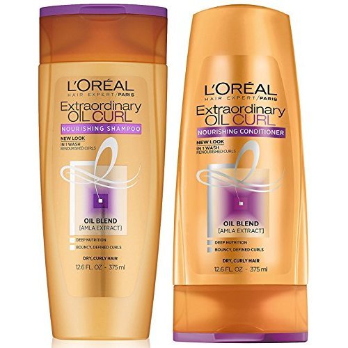 L'Oreal Hair Expert / Paris - Extraordinary Oil Curl - Nourishing Shampoo & Conditioner Set - Net Wt. 12.6 FL OZ (375 mL) Per Bottle - One Set