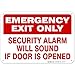 Emergency Exit Only Sign, Security Alarm Will Sound If Door Opened Sign, 10x7 Rust Free Aluminum, Weather/Fade Resistant, Easy Mounting, Indoor/Outdoor Use, Made in USA by SIGO SIGNS primary