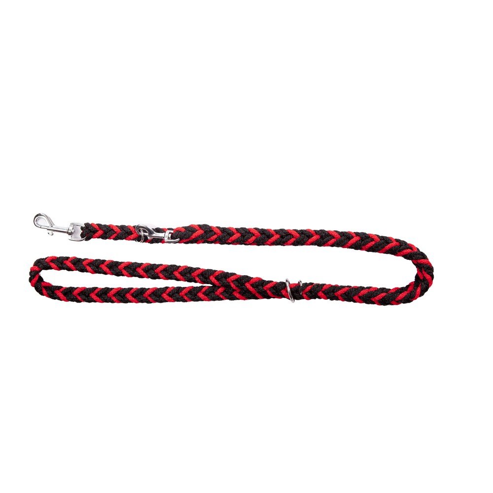 Dingo Braided and Extended Dog Lead for Daily Use, Easy Attaching, Red and Black 10316