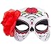 Veil Entertainment Day of The Dead Rose & Webs Half Mask, White Red, One Size
